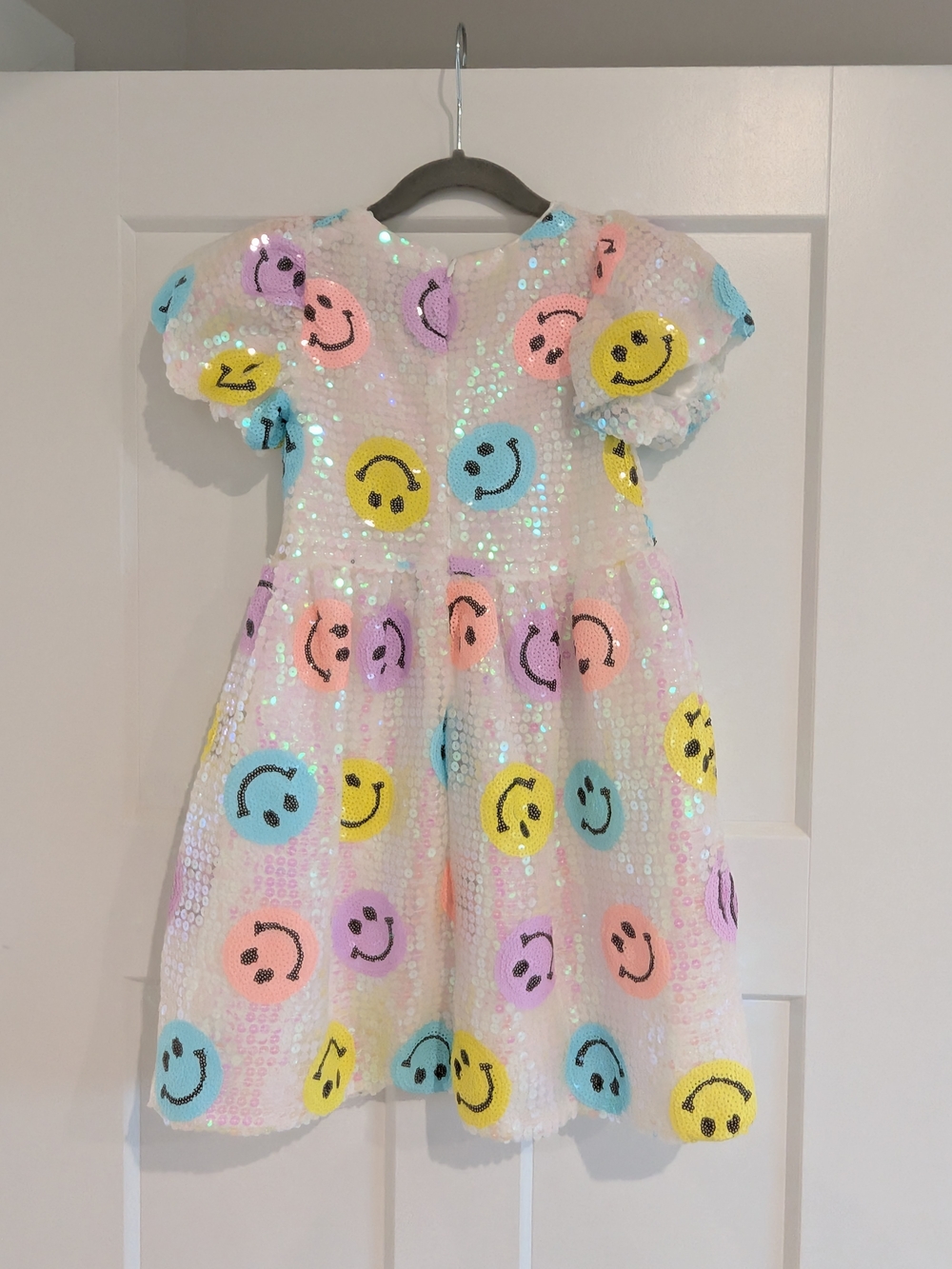 Lola + The boys Sequin Smiley Face Party Dress - Pastel Multicolor